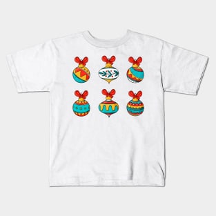 Hand Drawn Christmas balls ornament Kids T-Shirt